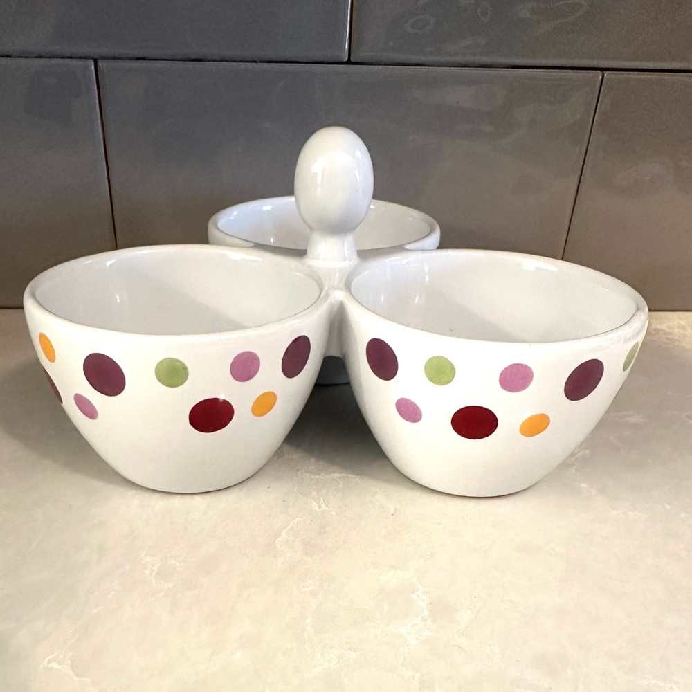 Pampered Chef Simple Additions Polka Dots 3 Part Trio Serving Dishes #2078
